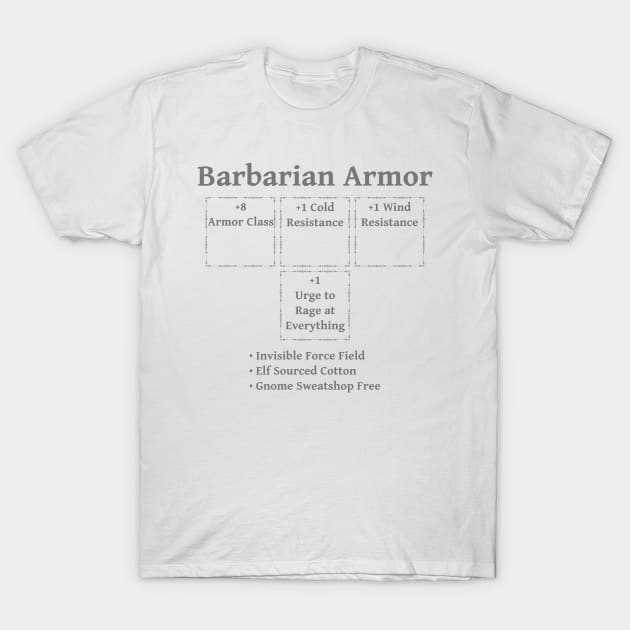 Barbarian Armor: Role Playing DND 5e Pathfinder RPG Tabletop RNG T-Shirt by rayrayray90